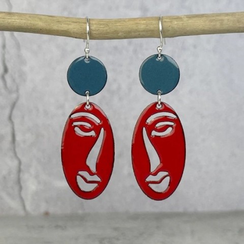 Handcrafted Scottish jewellery - Red Face drop earrings